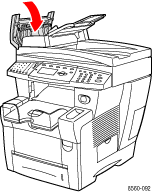 Graphic illustrates closing the document feeder cover.