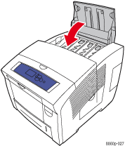 Graphic illustrates closing the top cover.